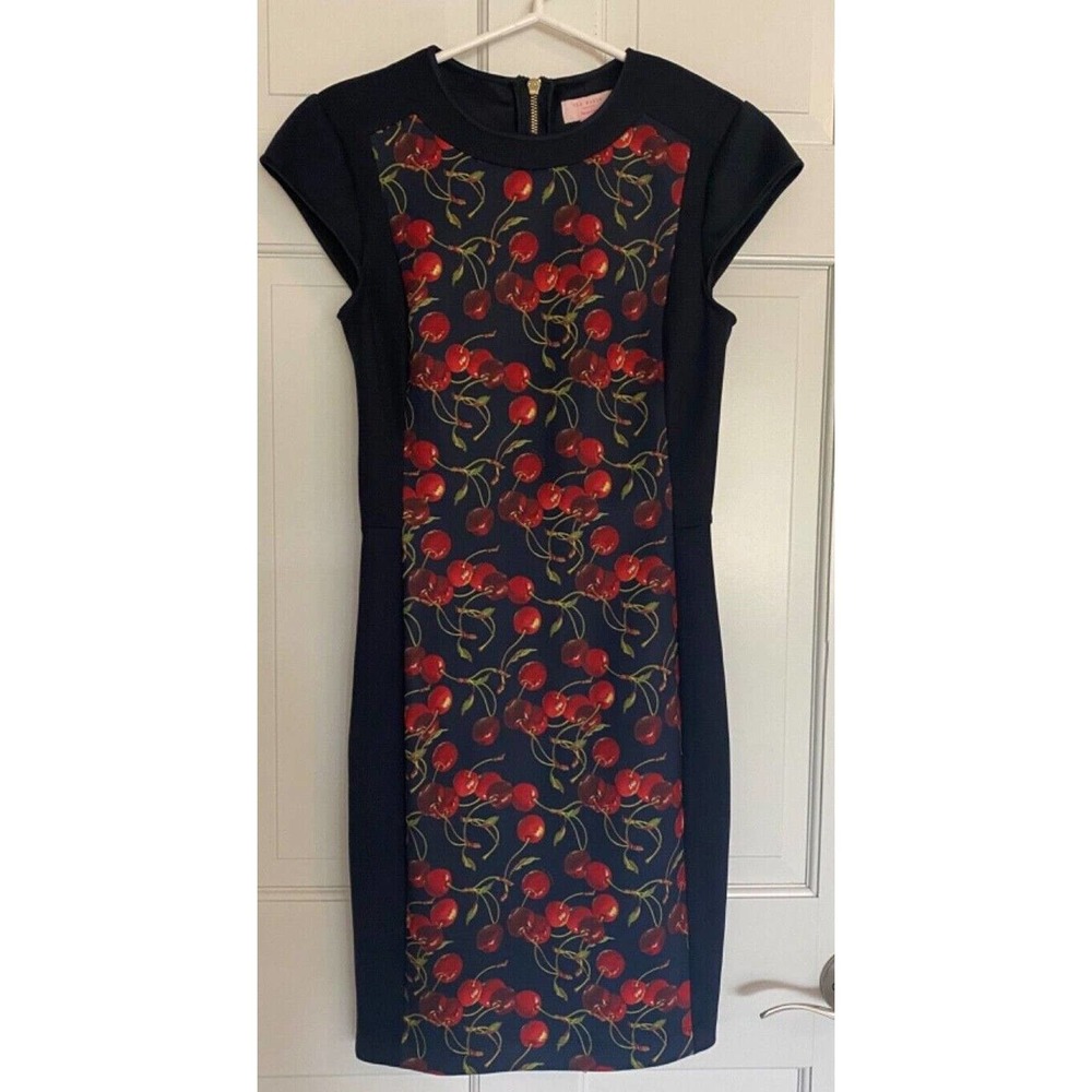 Ted Baker Black and Red Floral Midi Dress